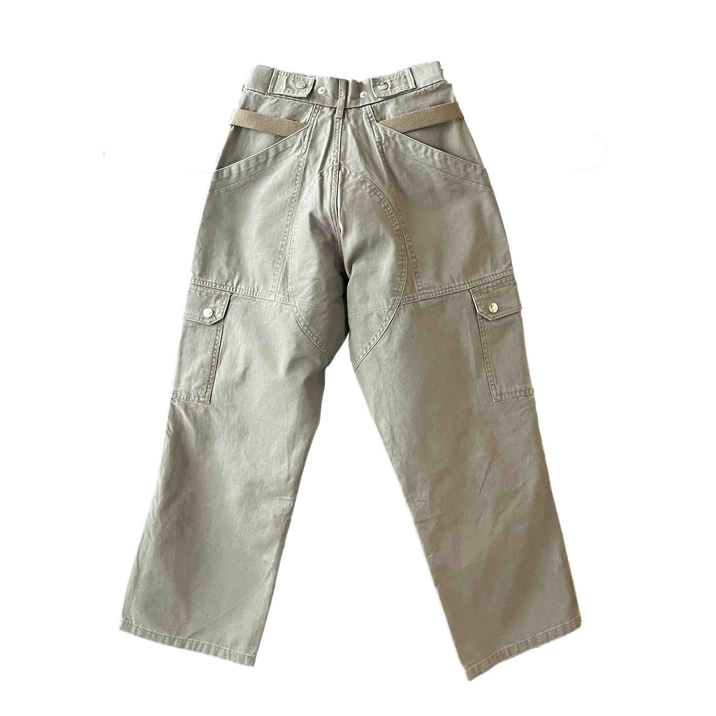 Waist: 24" x Inseam: 24" High Rise Light Gray Straight Uniform Cargo Pants-2