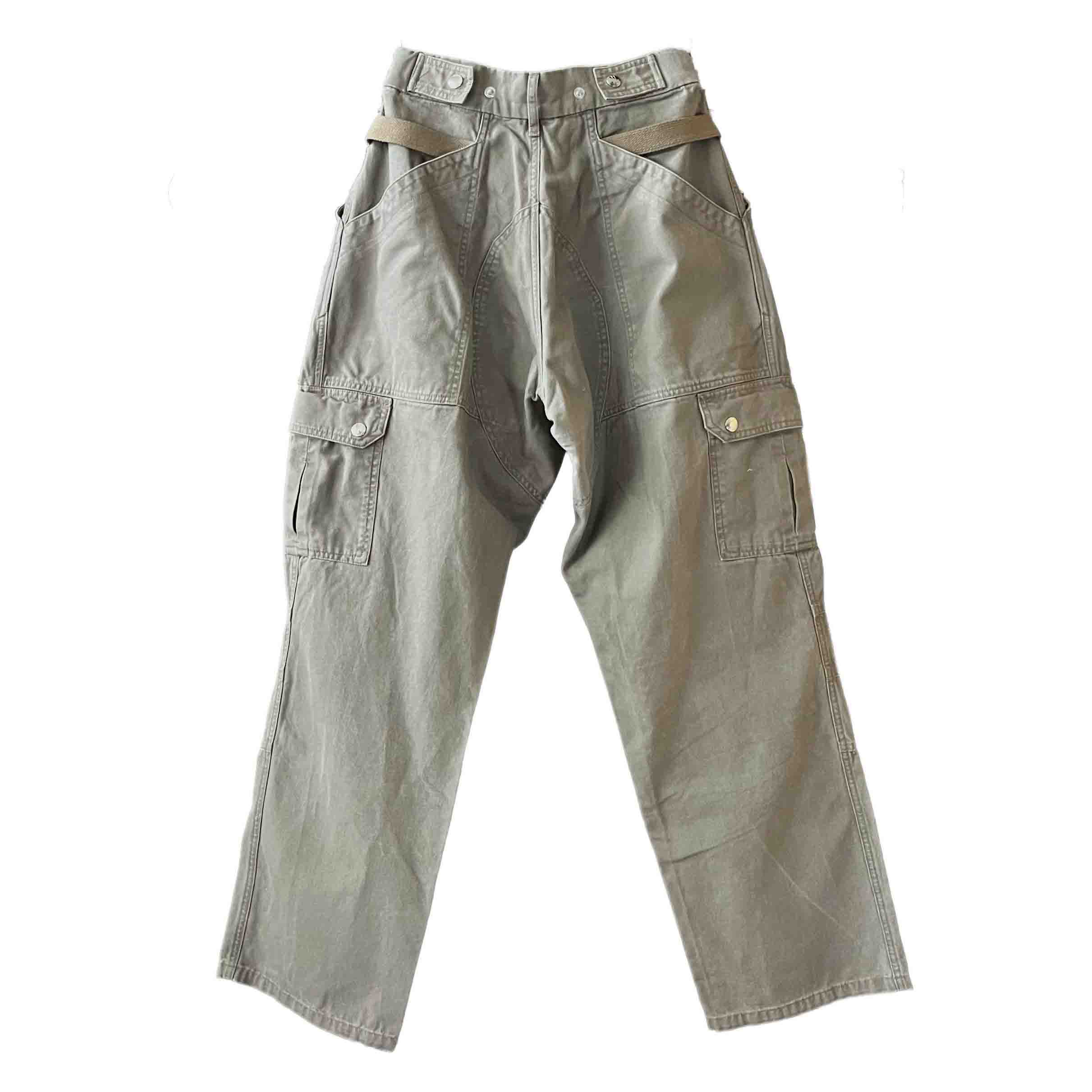 Waist: 26" x Inseam: 30" High Rise Light Gray Straight Uniform Cargo Pants-2