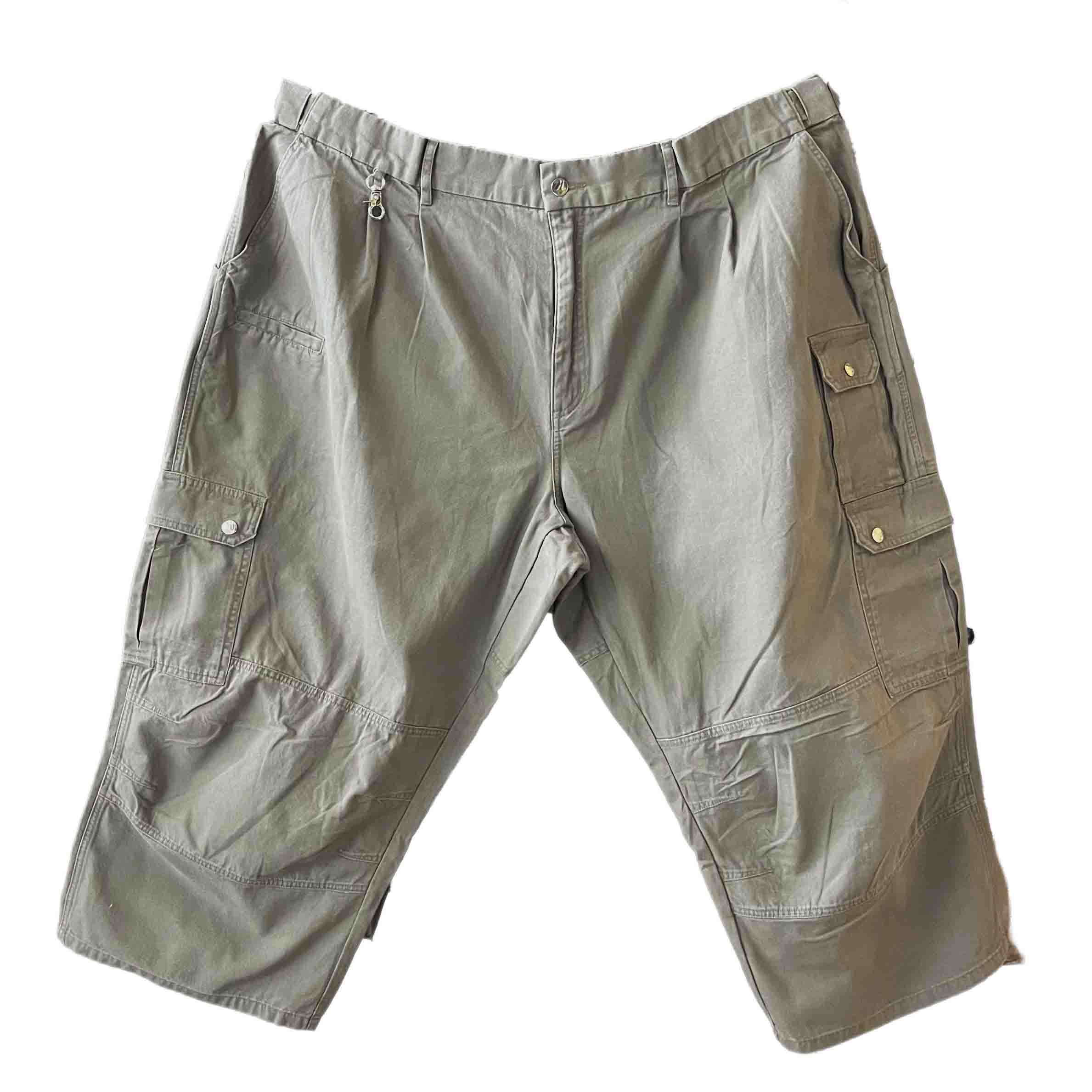 Waist: 49" x Inseam: 24" High Rise Light Gray Straight Uniform Cargo Pants-1
