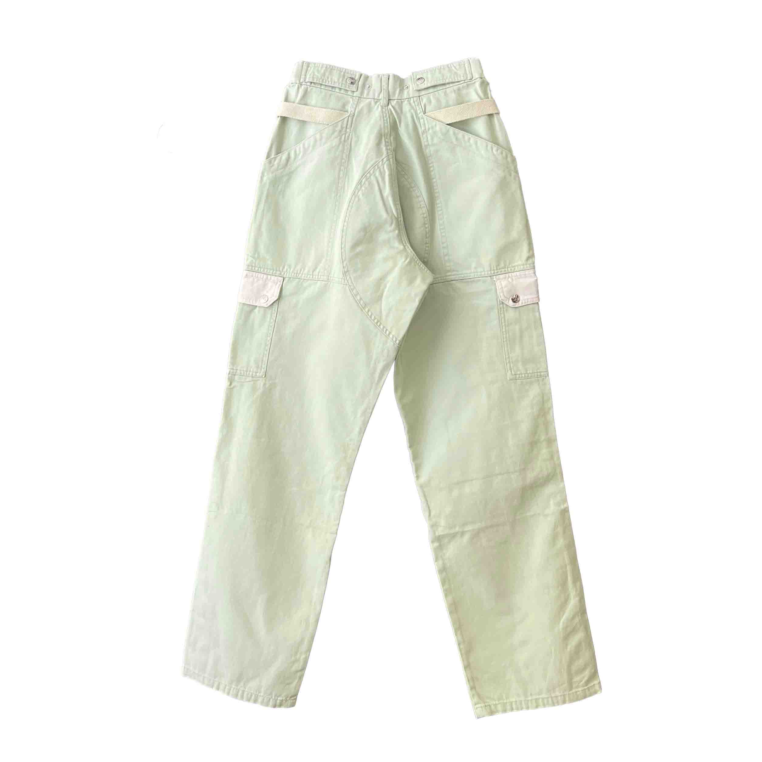 Waist: 26" x Inseam: 32" High Rise Sage Green Straight Uniform Cargo Pants-2