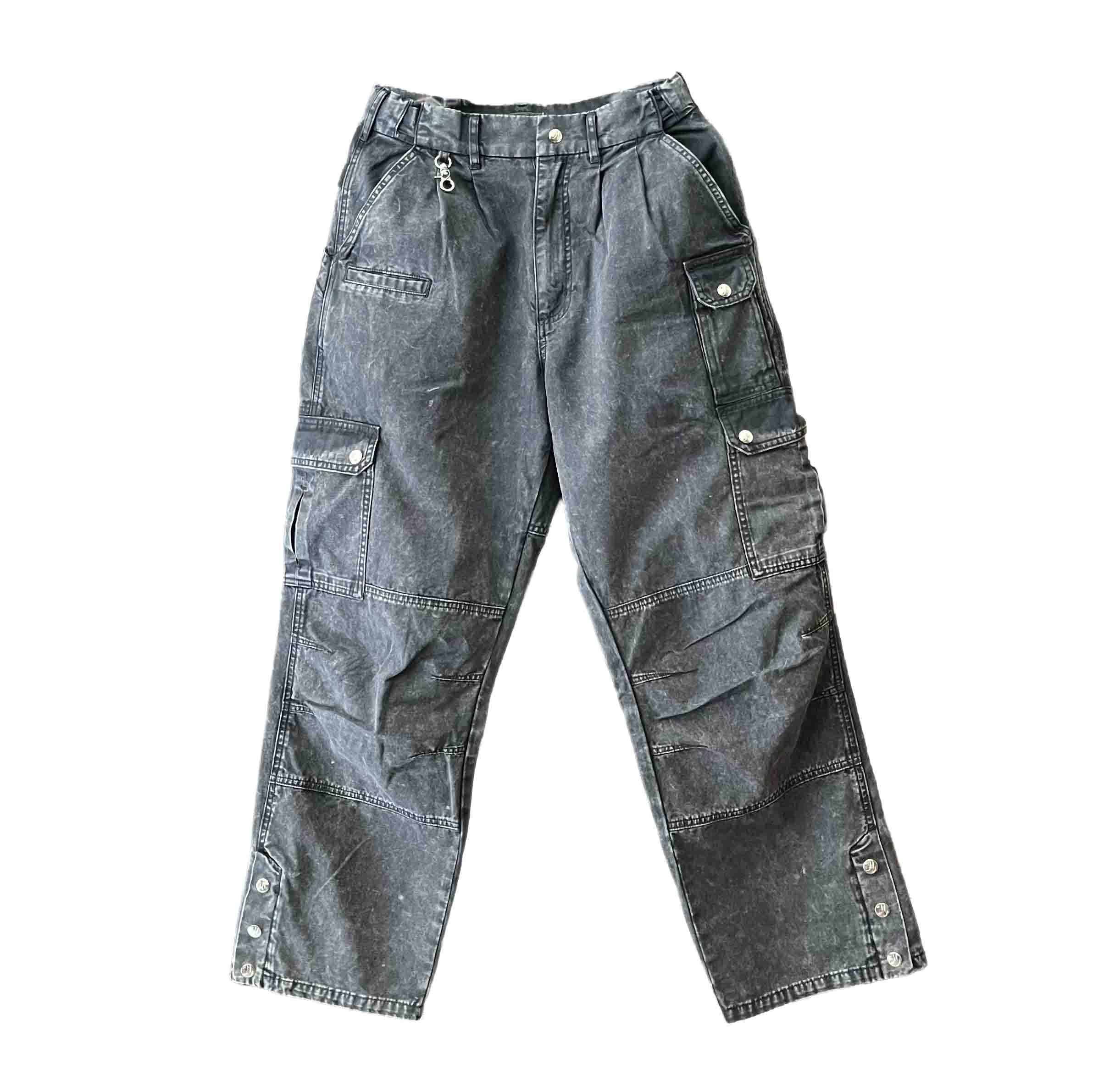 Waist: 27" x Inseam: 28" Washed Black Uniform Cargo Pants-1