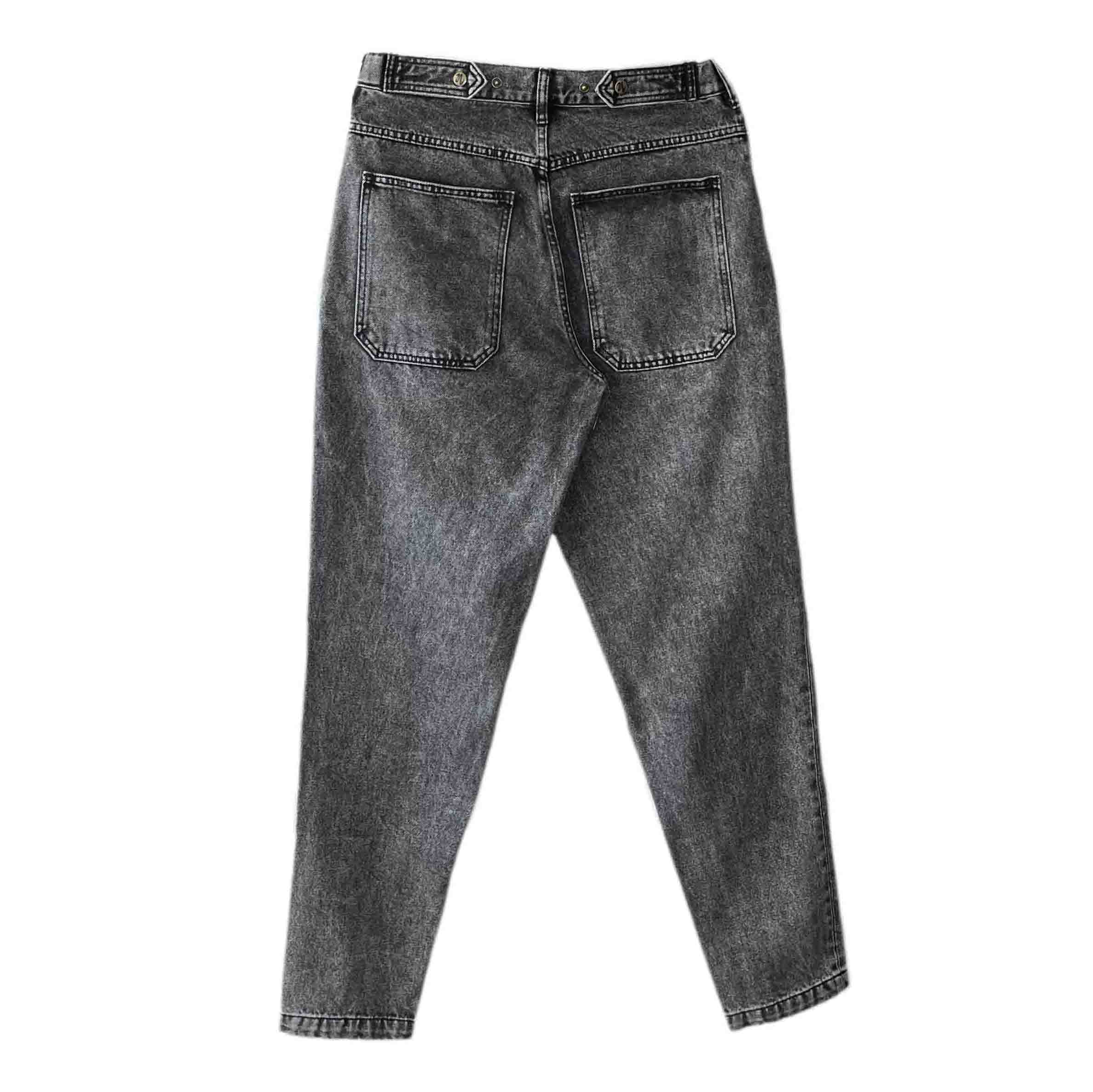 Waist: 31" x Inseam: 32" Black Tapered Mule Ear Denim Pants-2