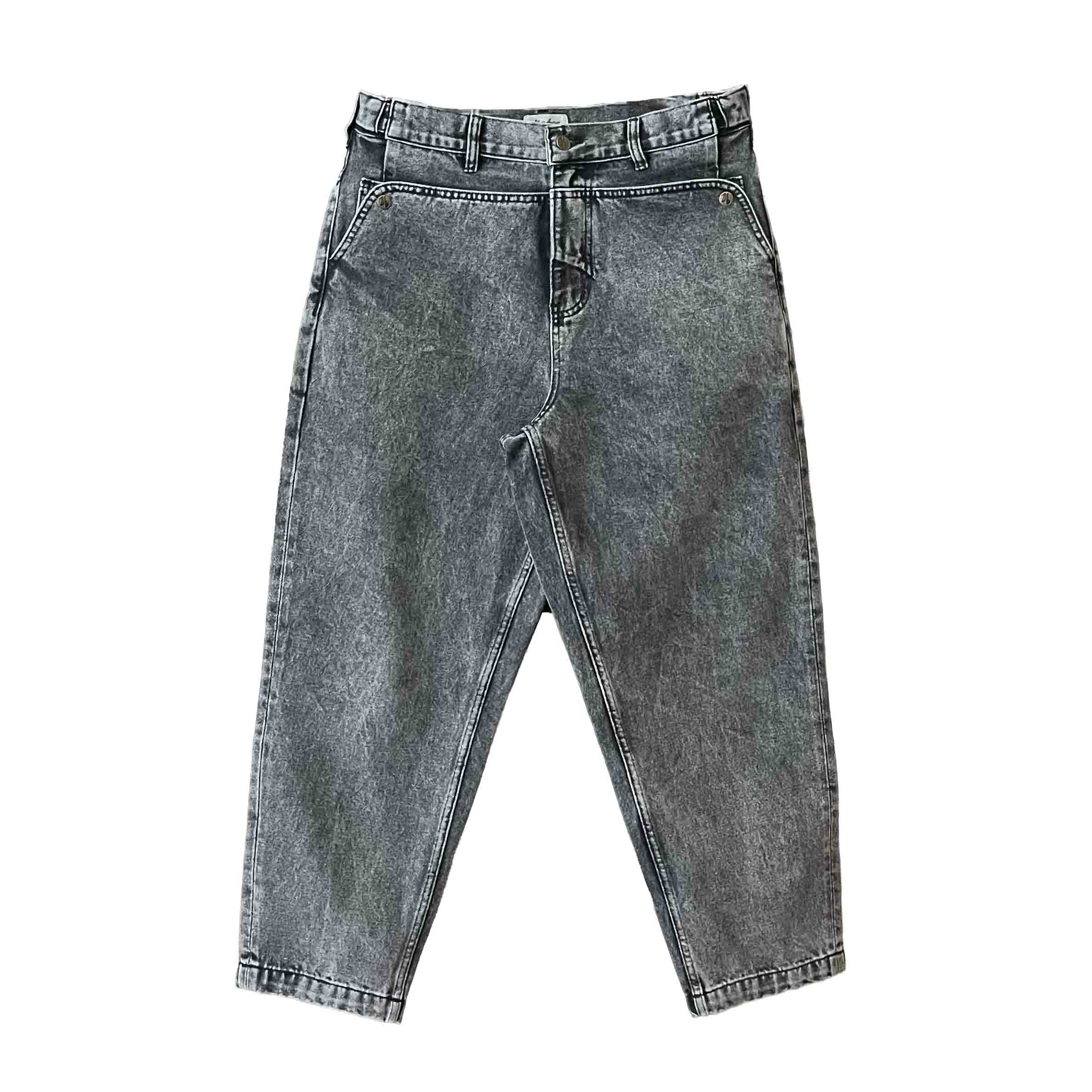 Waist: 31" x Inseam: 25" Black Tapered Mule Ear Denim Pants-1