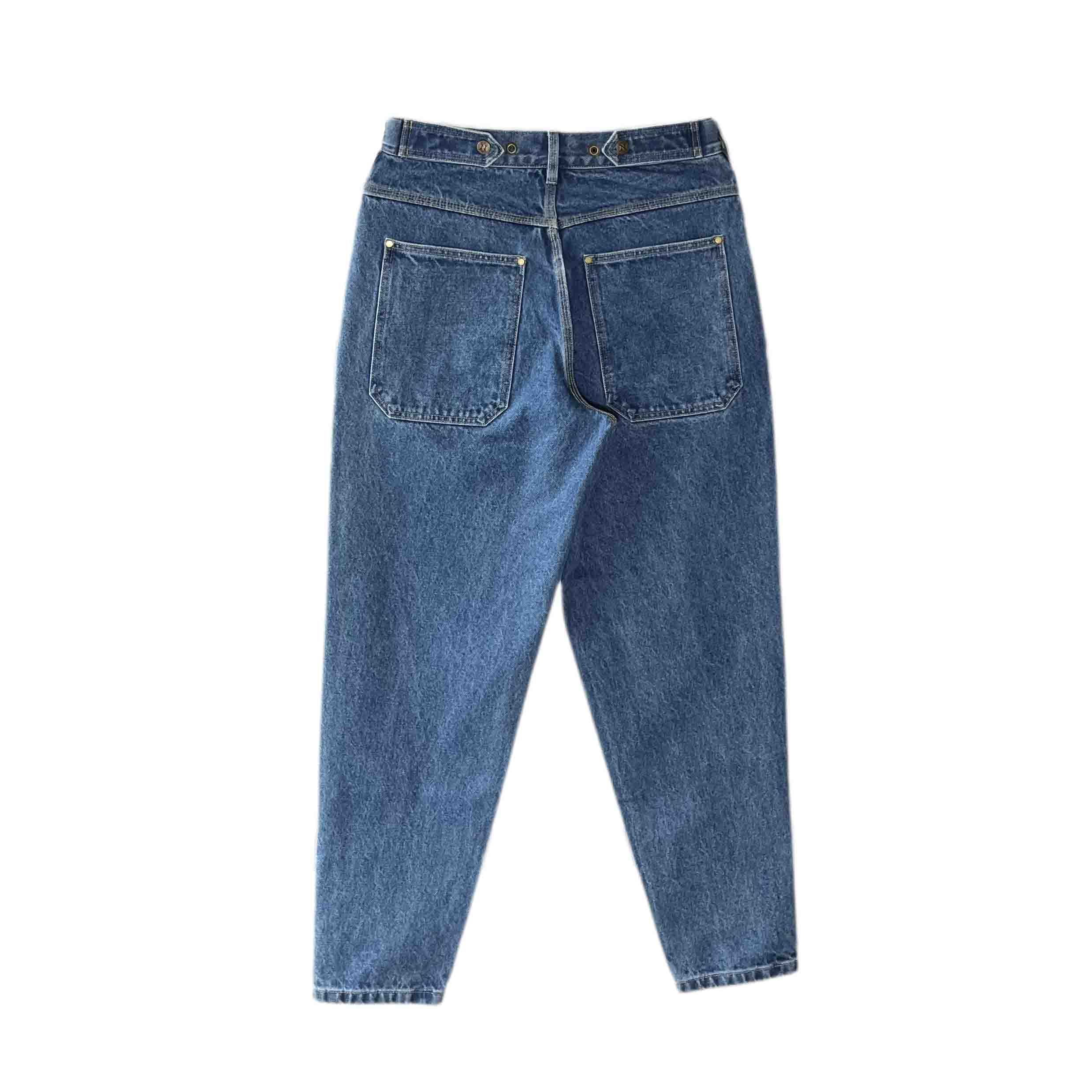 Waist: 29" x Inseam: 29" Navy Tapered Mule Ear Denim Pants
