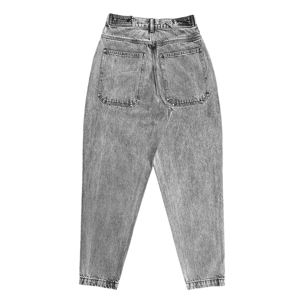 Black Tapered Mule Ear Denim Pants-thumbmail-2
