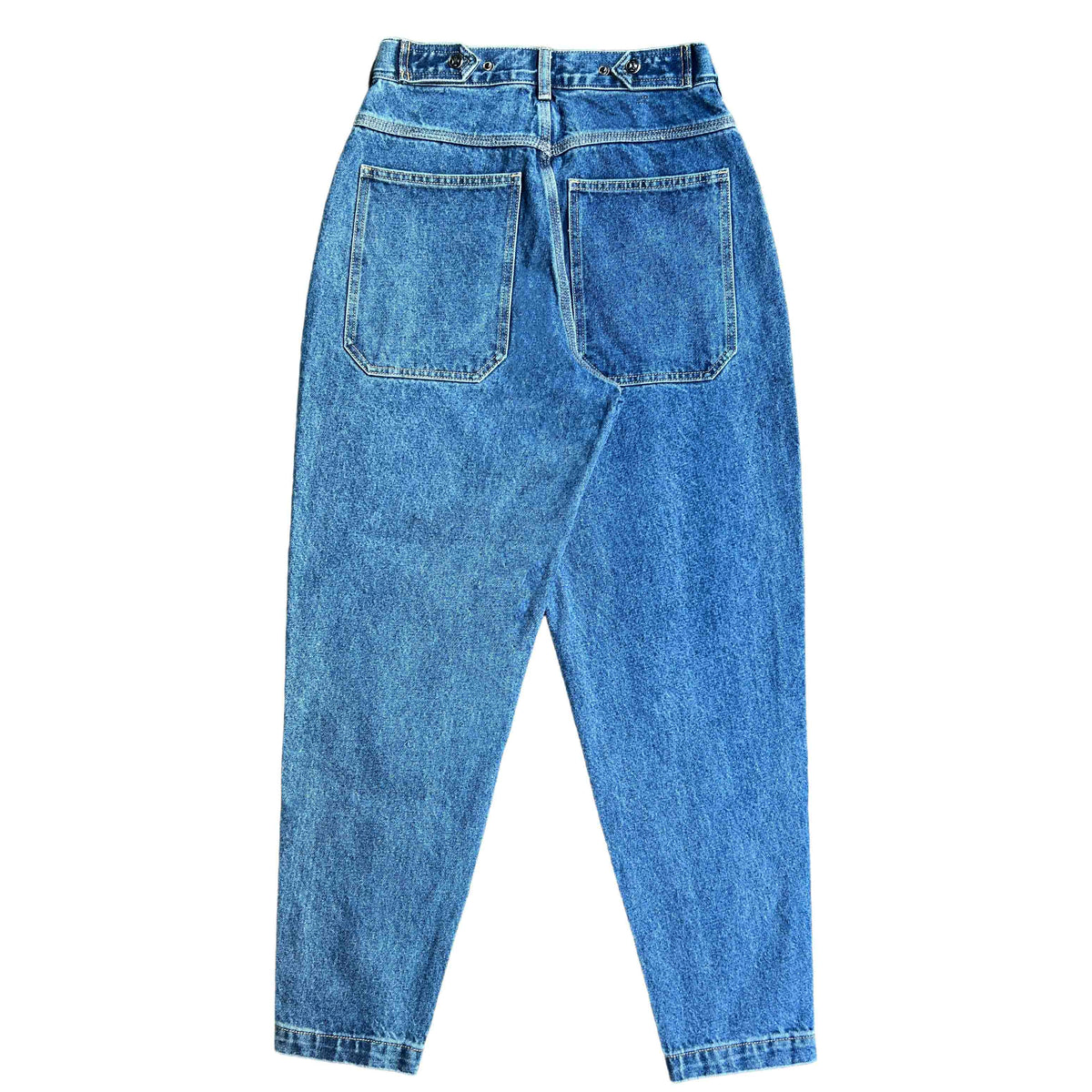 Navy Tapered Mule Ear Denim Pants-thumbmail-2