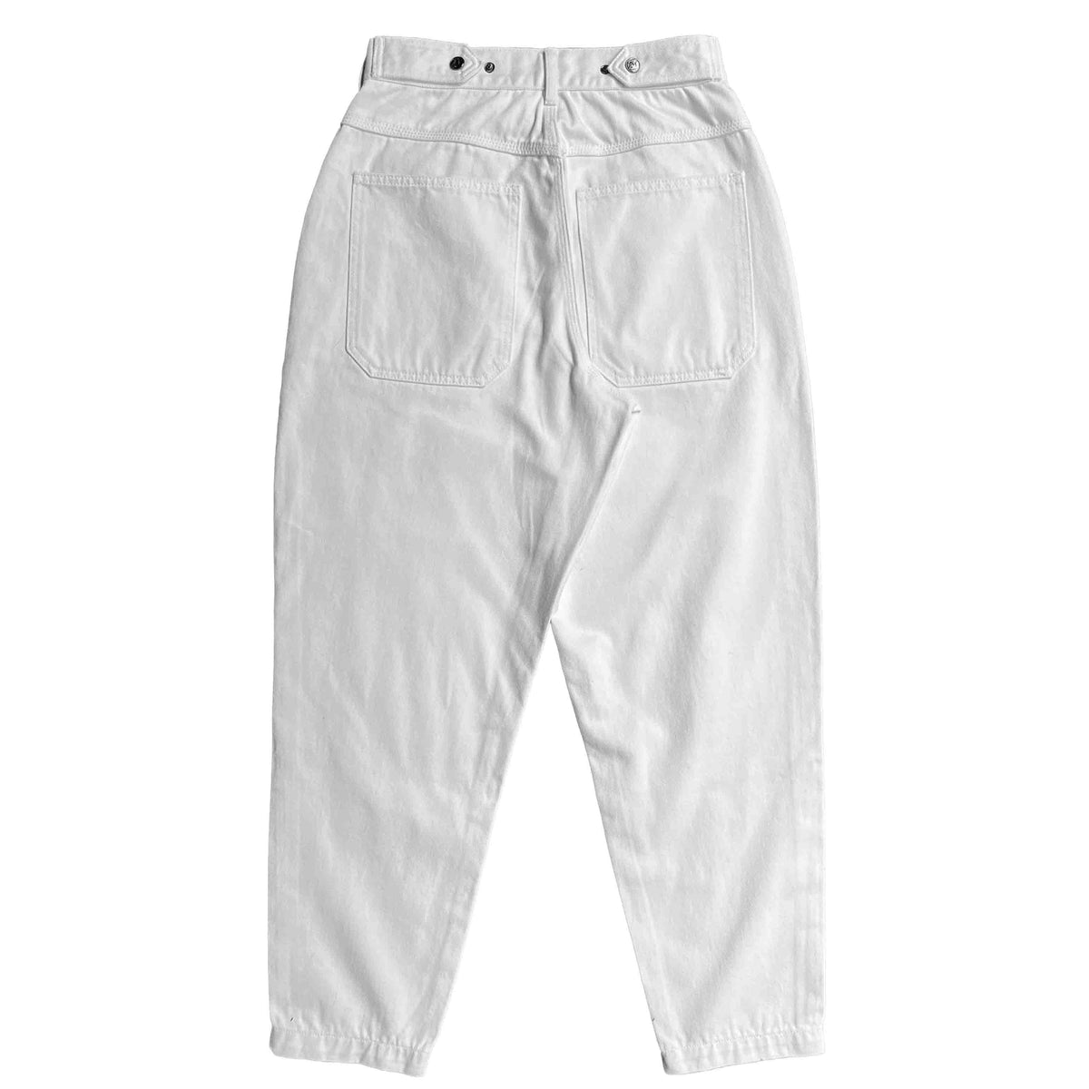 White Tapered Mule Ear Denim Pants-thumbmail-2
