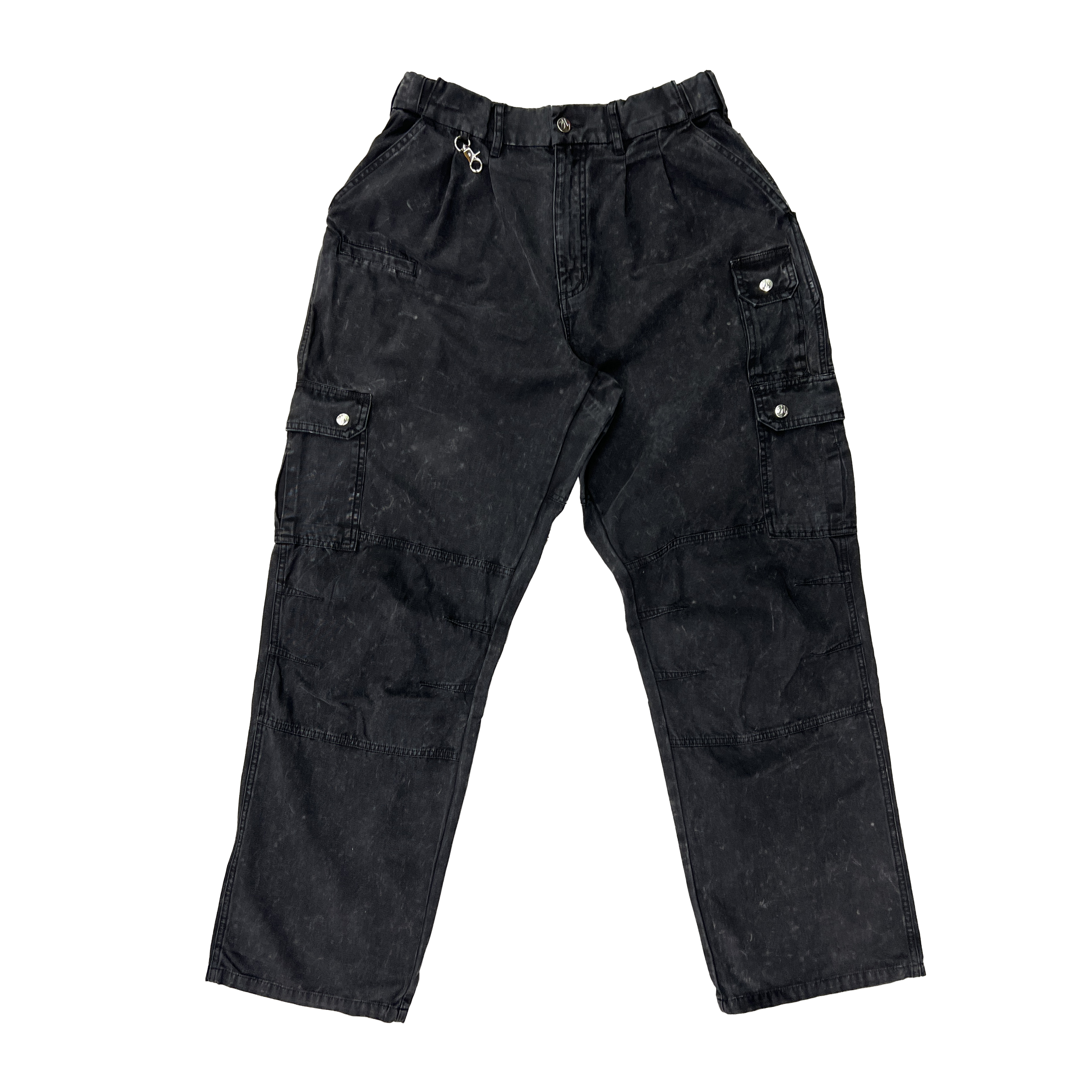 Washed Black Straight Uniform Cargo Pants (old style)
