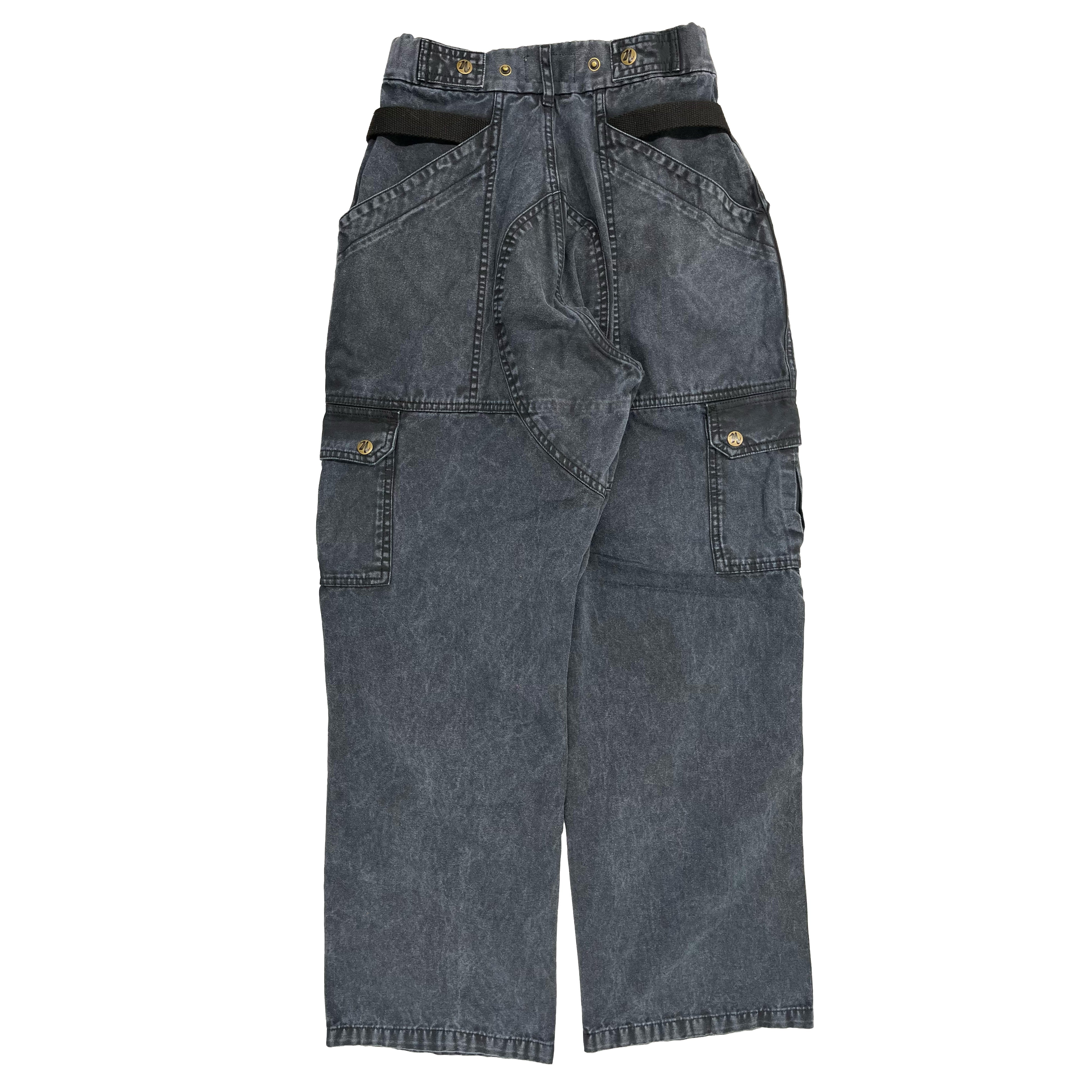 Washed Navy Straight Uniform Cargo Pants (old style)